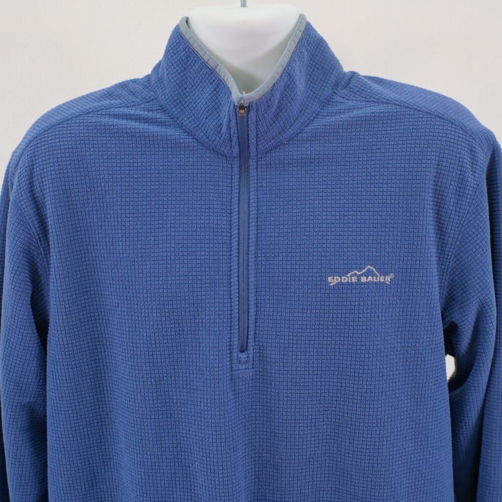 Eddie‎ Bauer Blue Waffle Knit 1/4 Zip Large Jacket Polyester